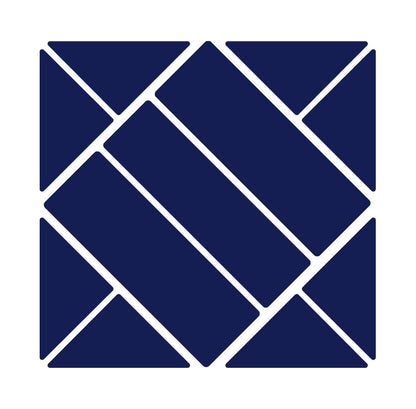Grafik in Blau und weiß zur Darstellung der Schalenkombination der Thekenschalen. 3 rechteckige Schalen mittig und jeweils zwei Dreieckige an den Ecken. 