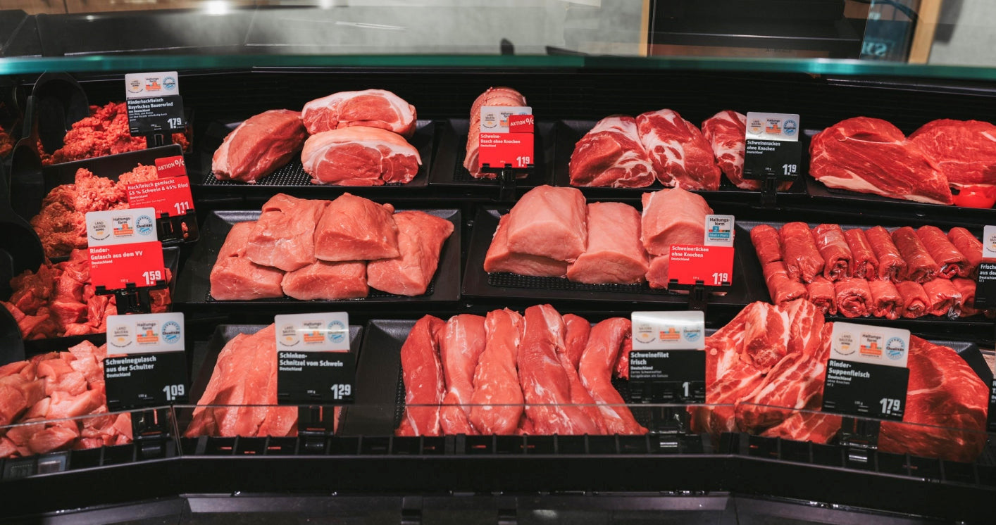 REWE Theke mit Thekenschalen mit Wabenbodeneinlagen